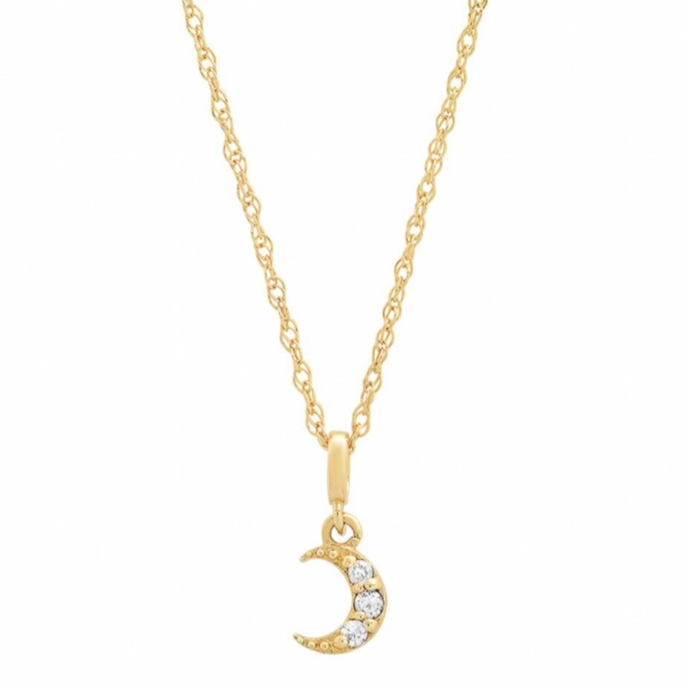 14k gold and diamond moon necklace
